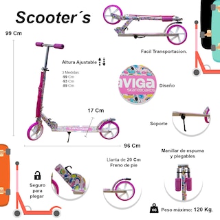 Foto 2 | Foto 2 | Scooter Plegable Patín Juvenil Diseño Sctickers Color Rosa