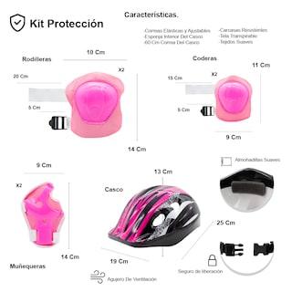 Foto 5 | Foto 5 | Scooter Patín Juvenil Diseño Flores Con Casco Y Protecciones Color Rosa