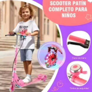 Foto 3 | Foto 3 | Patinete Infantil Plegable Ajustable De 3 Ruedas Con Luz Led Eo Safe Imports Esi-13060-1 Rosa
