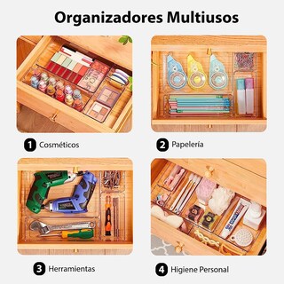 Foto 3 | Foto 3 | Organizadores de Cajones MAGMA LIFE de Plastico Transparente 5 Tamaños Diferentes Perfecta para Organizar Todo 16 piezas
