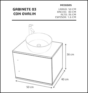 Foto 4 | Foto 4 | Gabinete Flotante para Baño con Ovalín y Monomando Genérico GAB-03-OVALIN-BA color Blanco