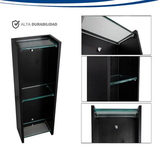 Foto 5 | Foto 5 | Mueble Botiquín Negro Con Repisas De Cristal Marca Gravita