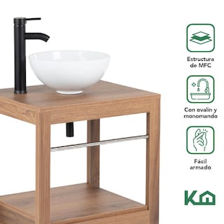 Foto 3 | Foto 3 | Mueble Gabinete Para Baño Lavamanos Lavabo Ovalin Toallero