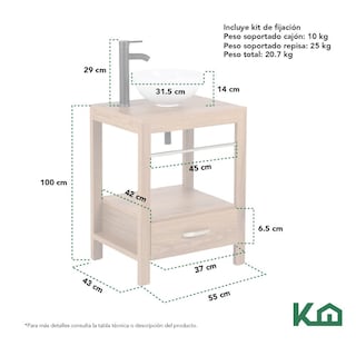 Foto 6 | Foto 6 | Mueble Gabinete Para Baño Lavamanos Lavabo Ovalin Toallero