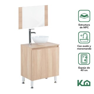Foto 3 | Foto 3 | Mueble Gabinete Para Baño Lavamanos Con Espejo Lavabo Ovalin