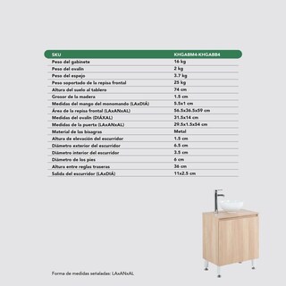 Foto 8 | Foto 8 | Mueble Gabinete Para Baño Lavamanos Con Espejo Lavabo Ovalin