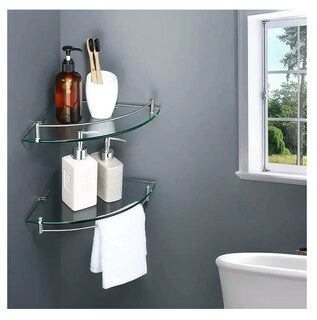 Foto 5 | Foto 5 | Repisas Esquineras De Vidrio P/baño Cristal Templano 4 Pzs