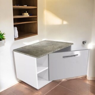 Foto 2 | Foto 2 | Gabinete Baño Moderno Organizador Mdf Elegante Mesa Vinil Gris Rugodo puerta Gris