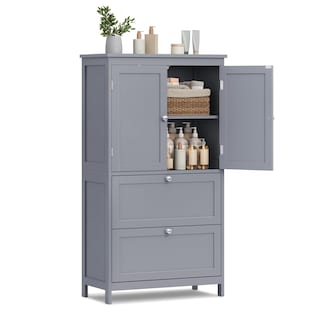 Foto 1 | Foto 1 | Armario De Suelo Para Baño Vasagle Con 2 Cajones, Color Gris Tórtola - Venta Internacional.