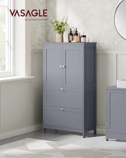 Foto 2 | Foto 2 | Armario De Suelo Para Baño Vasagle Con 2 Cajones, Color Gris Tórtola - Venta Internacional.