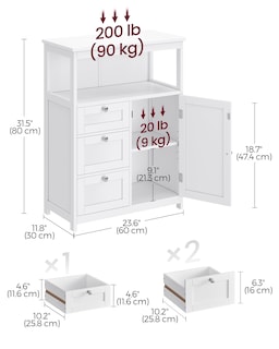 Foto 5 | Foto 5 | Armario De Suelo Para Baño Vasagle Con 3 Cajones, Color Blanco - Venta Internacional.
