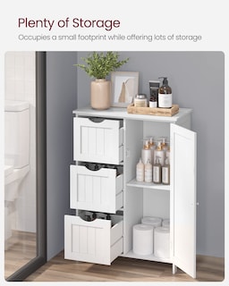 Foto 3 | Foto 3 | Armario De Suelo Para Baño Vasagle Con 3 Cajones, Color Blanco - Venta Internacional.