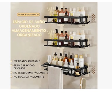 Foto 2 | Foto 2 | Estante De Aluminio Negro Para Baño Y Cocina (juego De 3)