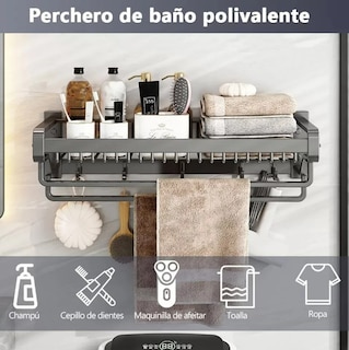 Foto 3 | Foto 3 | Xtellar Estante Organizador De Baño Toallero De Pared Aluminio De 57cm Negro