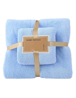 Foto 4 | Foto 4 | Toalla De Baño Completo Grande 2 Piezas Azul + Termo Gratis Güish