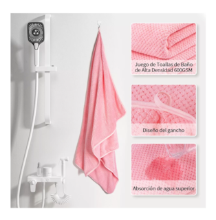 Foto 2 | Foto 2 | Toallas de Baño Completo Belug 2 Piezas Rosas