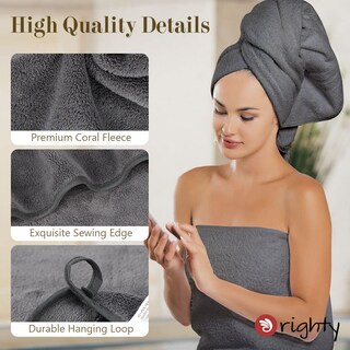 Foto 3 | Foto 3 | Toallas De Baño Orighty De Microfibra, Paquete De 2 Unidades, 70 X 140 Cm, Color Gris - Venta Internacional.