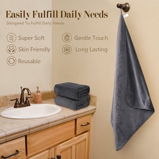 Foto 4 | Foto 4 | Toallas De Baño Orighty De Microfibra, Paquete De 2 Unidades, 70 X 140 Cm, Color Gris - Venta Internacional.
