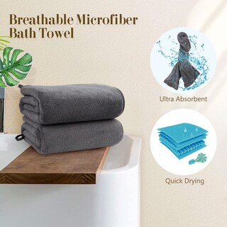 Foto 5 | Foto 5 | Toallas De Baño Orighty De Microfibra, Paquete De 2 Unidades, 70 X 140 Cm, Color Gris - Venta Internacional.