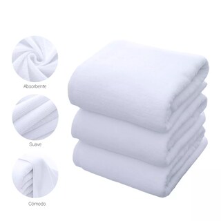 Foto 2 | Foto 2 | Toalla De Baño Grande Completo 100% Algodón Suave Color Blanco Liso Blanco