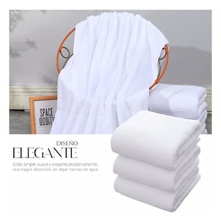 Foto 3 | Foto 3 | Toalla De Baño Grande Completo 100% Algodón Suave Color Blanco Liso Blanco