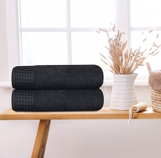 Foto 3 | Foto 3 | Juego De Toallas De Baño Glamburg, 100% Algodón, 70 X 140 Cm, 2 Unidades, Color Negro - Venta Internacional.