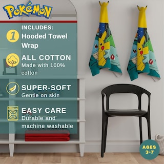 Foto 2 | Foto 2 | Toalla Con Capucha, Algodón Suave Para Niños, Anime Y Pokémon De Franco - Venta Internacional.