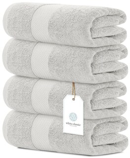 Foto 1 | Foto 1 | Juego De Toallas De Baño, Color Blanco, Clásico, Lujoso, 700 G/m², Algodón, 4 Unidades - Venta Internacional.