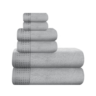Foto 1 | Foto 1 | Juego De Toallas Glamburg, 100% Algodón, Ultrasuaves, 6 Unidades, Color Gris Claro - Venta Internacional.