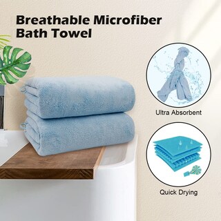 Foto 4 | Foto 4 | Toallas De Baño Orighty, Paquete De 4 Unidades, Microfibra Al Tacto, Color Azul - Venta Internacional.