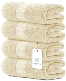 Foto 1 | Foto 1 | Juego De Toallas De Baño, Color Blanco, Clásico, Lujoso, 700 G/m², Algodón, 4 Unidades - Venta Internacional.