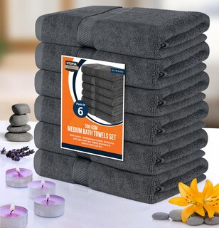 Foto 7 | Foto 7 | Juego De Toallas De Baño Utopia Towels, Paquete De 6, 100% Algodón Hilado En Anillos, Gris - Venta Internacional.