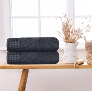 Foto 3 | Foto 3 | Juego De Toallas De Baño Glamburg, 100% Algodón, 70 X 140 Cm, 2 Unidades, Color Carbón - Venta Internacional.