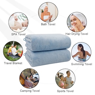 Foto 7 | Foto 7 | Toallas De Baño Orighty, Paquete De 2 Unidades, Microfibra Al Tacto, Color Azul - Venta Internacional.
