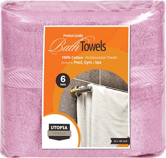 Foto 6 | Foto 6 | Juego De Toallas De Baño Utopia Towels, Paquete De 6, 100% Algodón Hilado En Anillos, Rosa - Venta Internacional.