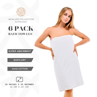 Foto 3 | Foto 3 | Toallas De Baño Wealuxe, Algodón Blanco, 24 X 50 Cm, Paquete De 6 - Venta Internacional.