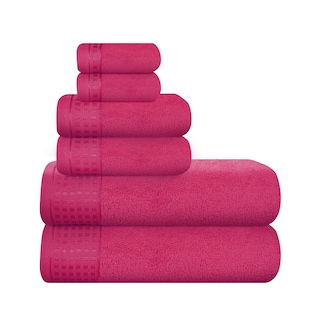 Foto 1 | Foto 1 | Juego De Toallas Glamburg, 100% Algodón, Ultrasuaves, Paquete De 6, Color Rosa Intenso - Venta Internacional.