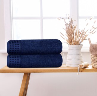 Foto 3 | Foto 3 | Juego De Toallas De Baño Glamburg, 100% Algodón, 70 X 140 Cm, Color Azul Marino, Paquete De 2 - Venta Internacional.