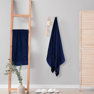 Foto 4 | Foto 4 | Juego De Toallas De Baño Glamburg, 100% Algodón, 70 X 140 Cm, Color Azul Marino, Paquete De 2 - Venta Internacional.