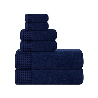 Foto 1 | Foto 1 | Juego De Toallas Glamburg 100% Algodón Ultrasuave, Paquete De 6, Azul Marino - Venta Internacional.
