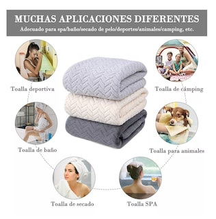 Foto 2 | Foto 2 | Toallas de Baño Completo Grande 70×140 cm 3 Piezas Gris Oscuro + Gris Claro + Beige