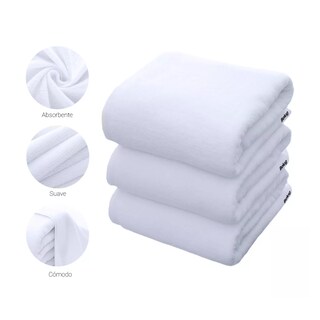 Foto 2 | Foto 2 | Toalla De Baño Grande Completo 100% Algodón Suave Belug Color Blanco Liso Blanco