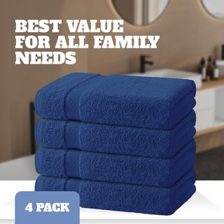 Foto 4 | Foto 4 | Toallas De Baño Blancas Clásicas De Algodón Azul Marino De 70 X 140 Cm  Paquete De 4 - Venta Internacional.