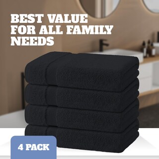 Foto 4 | Foto 4 | Toallas De Baño Blancas Clásicas De Algodón Negro De 70 X 140 Cm Paquete De 4 - Venta Internacional.