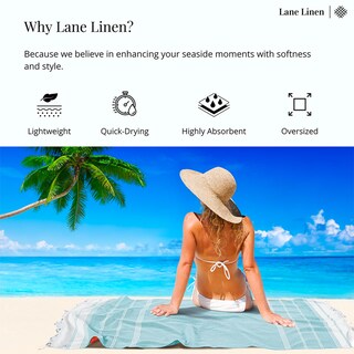 Foto 4 | Foto 4 | Toalla De Playa Lane Linen De Gran Tamaño, Turca, Paquete De 2 Unidades, Color Verde Hunter - Venta Internacional.
