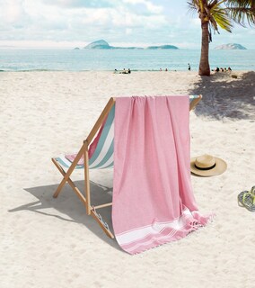 Foto 2 | Foto 2 | Toalla De Playa Lane Linen, Color Rosa Caramelo Turco, 100 X 180 Cm, Paquete De 2 - Venta Internacional.