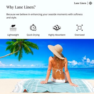 Foto 5 | Foto 5 | Toalla De Playa Lane Linen De Gran Tamaño, 100 X 180 Cm, Paquete De 2 Unidades, Color Aguamarina - Venta Internacional.