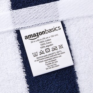 Foto 3 | Foto 3 | Toallas Amazon Basics, 100% Algodón, 76 X 152 Cm, Paquete De 2 Unidades, Azul Marino - Venta Internacional.