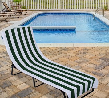 Foto 6 | Foto 6 | Toalla Para Sillón De Playa Dii Stripe, 100% Algodón Rizado, Verde - Venta Internacional.