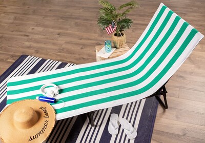 Foto 3 | Foto 3 | Toalla Para Sillón De Playa Dii Stripe, 26 X 82 Cm, Color Verde Esmeralda - Venta Internacional.